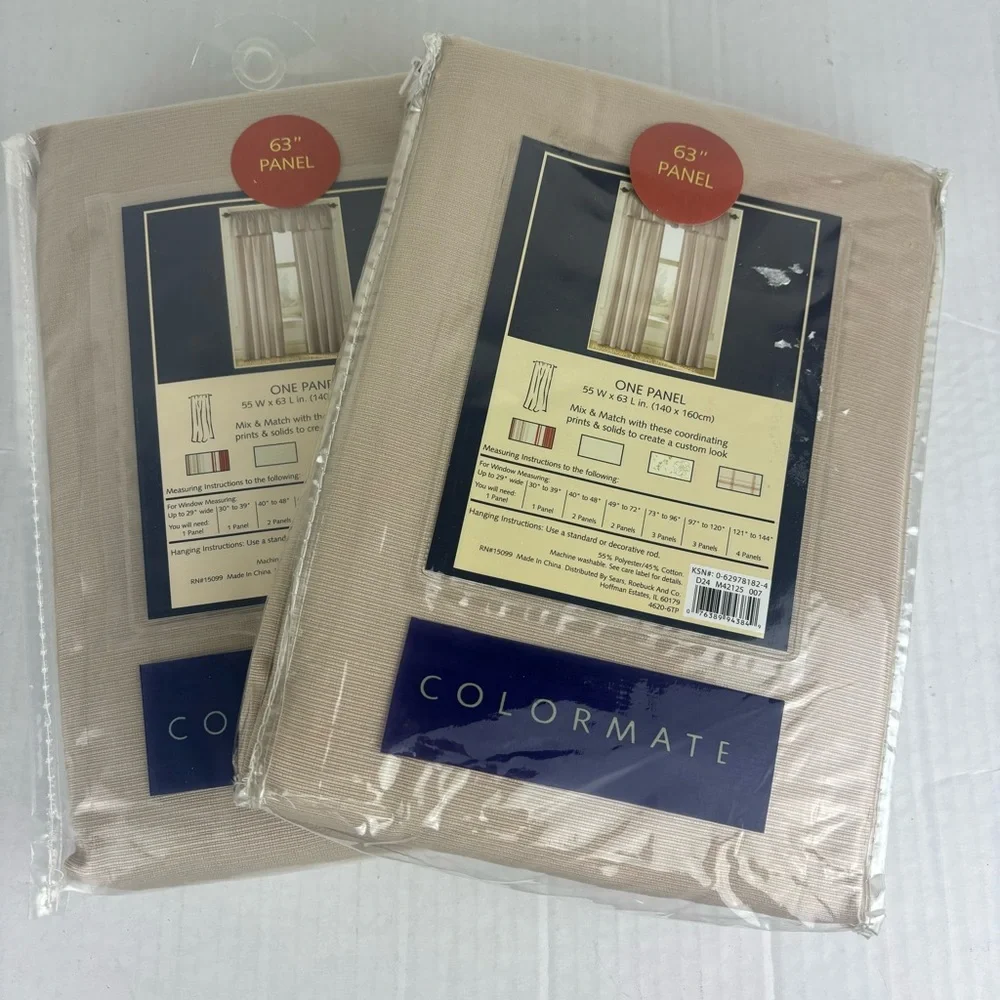 Colormates- 2- tan curtain panels-63”-NWT